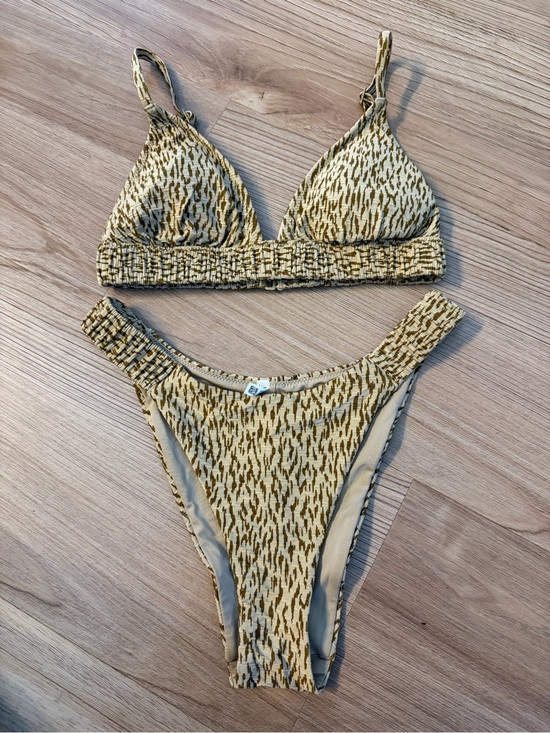 aerie Other - Aerie Jaquoire Smocked Triangle Bikini High-Cut Bottoms